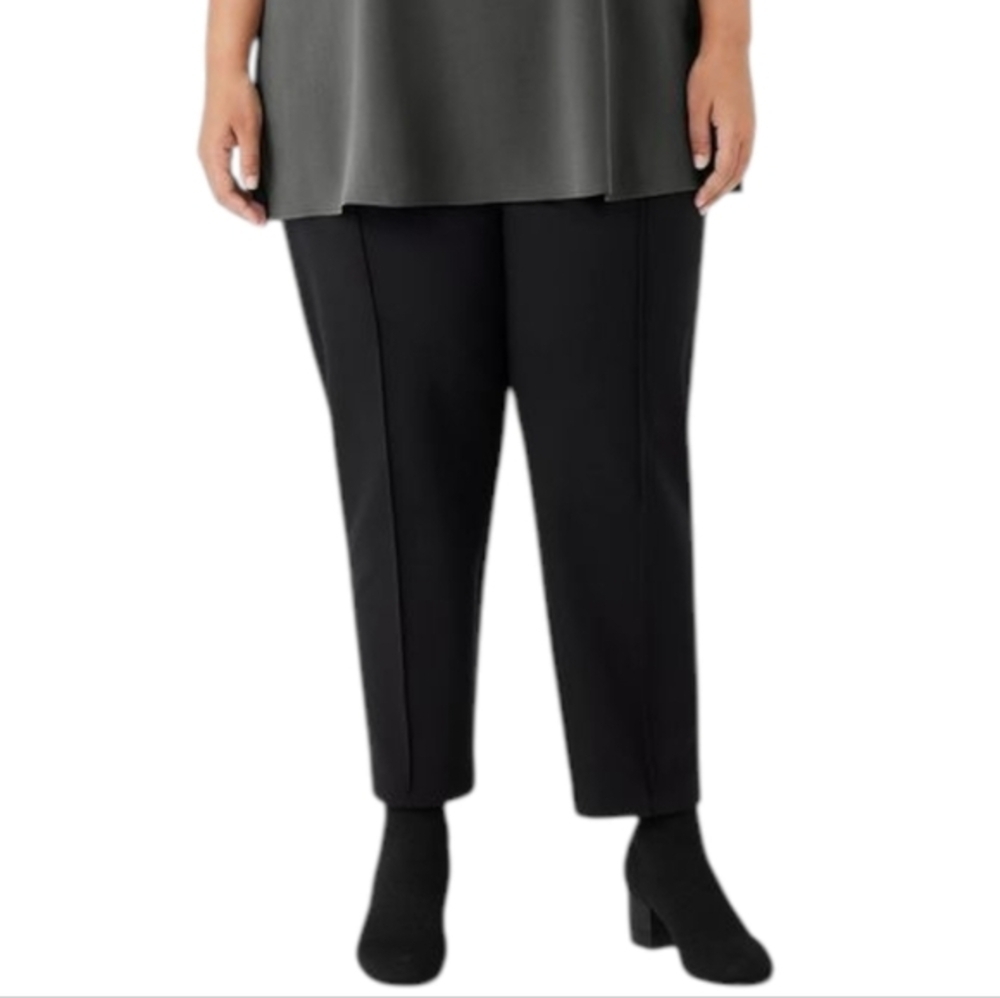 Eileen Fisher Pants Black Stretch Pull On Women XL Minimalist Quiet Luxury